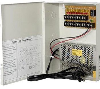 12VDC/5AMPS 9 PORTS PTC OUTPUT CCTV DISTRIBUTED POWER SUPPLY BOX, MINI CASE